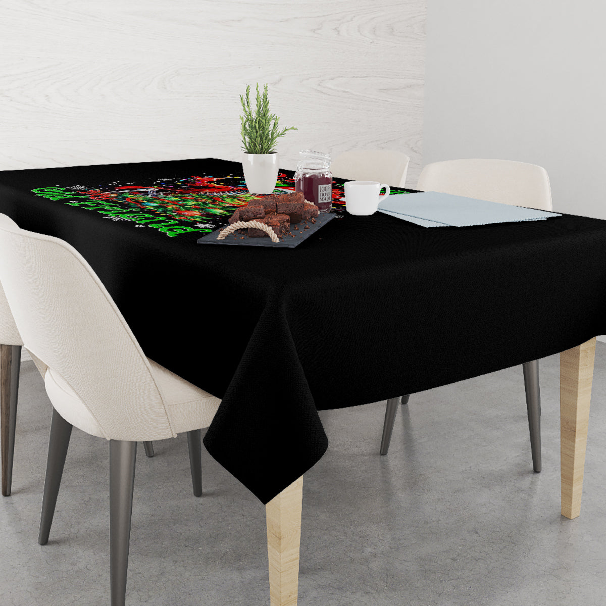 Skeleton Santa Claus Tablecloth Hello Darkness My Old Friend - Wonder Print Shop