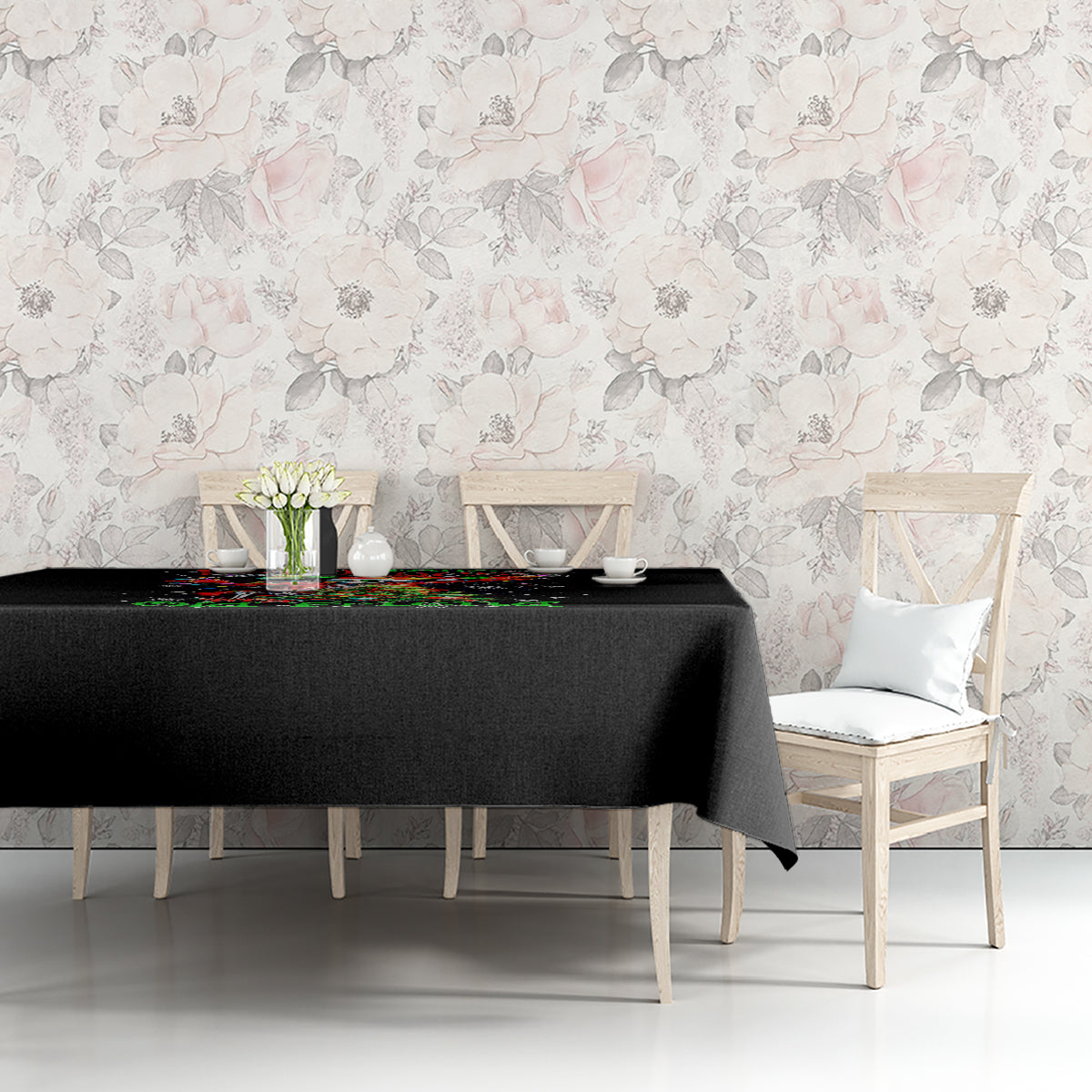 Skeleton Santa Claus Tablecloth Hello Darkness My Old Friend - Wonder Print Shop