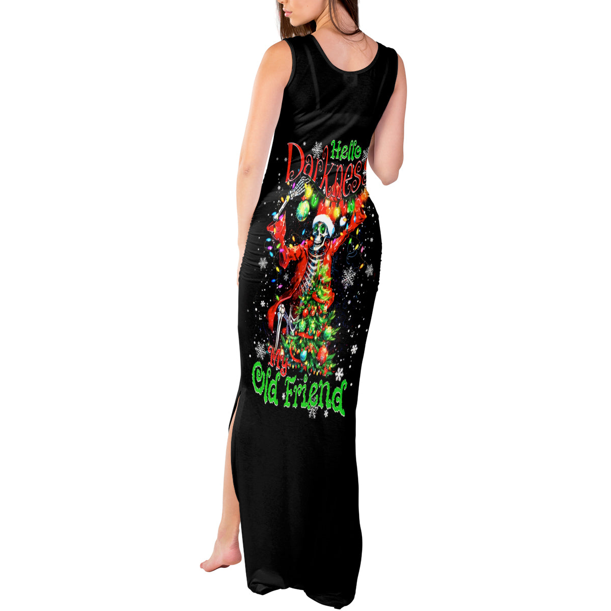 Skeleton Santa Claus Tank Maxi Dress Hello Darkness My Old Friend - Wonder Print Shop