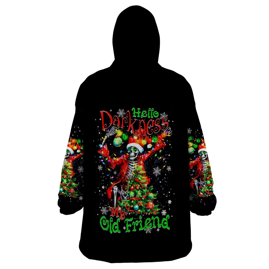 Skeleton Santa Claus Wearable Blanket Hoodie Hello Darkness My Old Friend - Wonder Print Shop