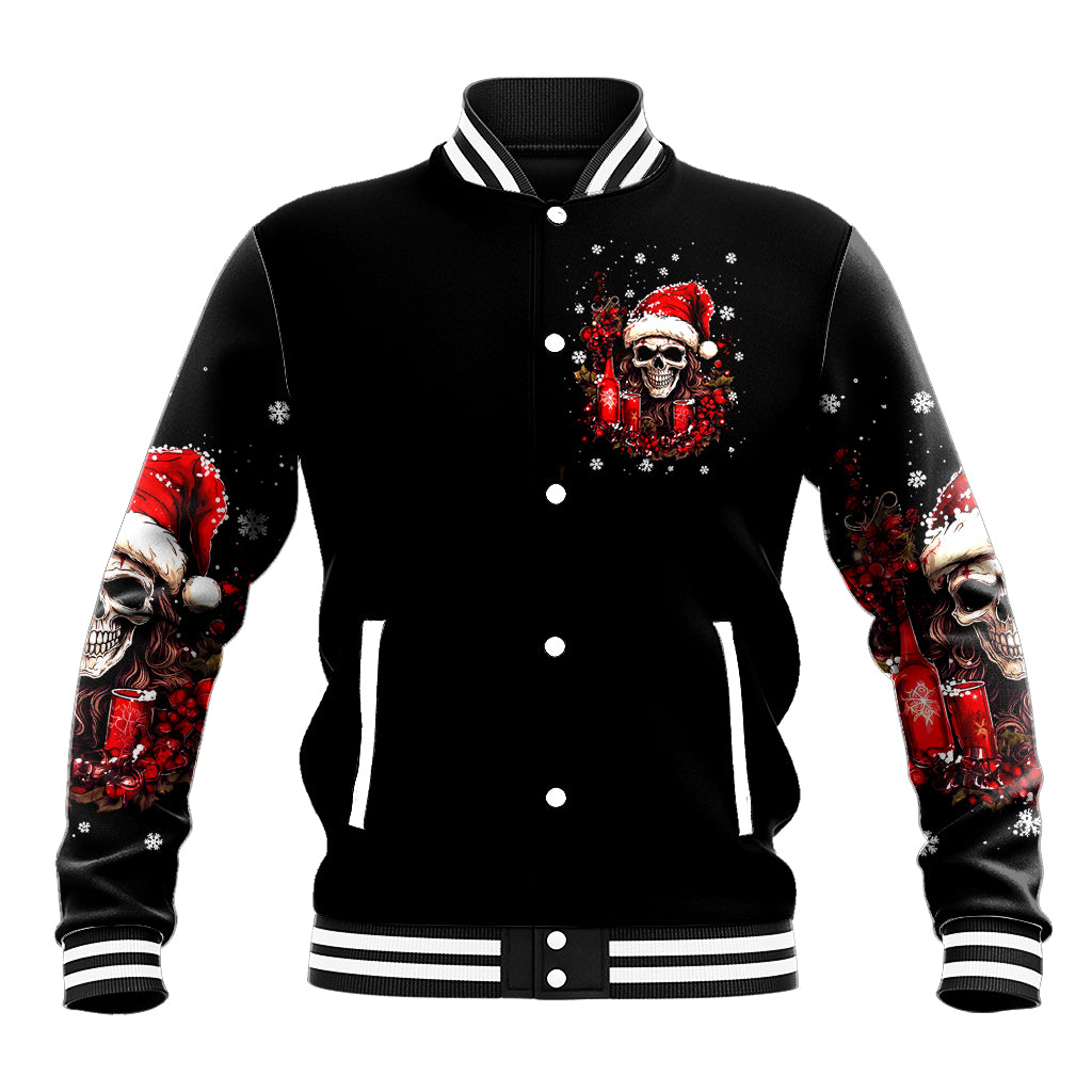 Skull Santa Claus Baseball Jacket Hello Darkness My Old Friend - Wonder Print Shop
