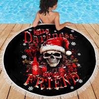 Skull Santa Claus Beach Blanket Hello Darkness My Old Friend - Wonder Print Shop