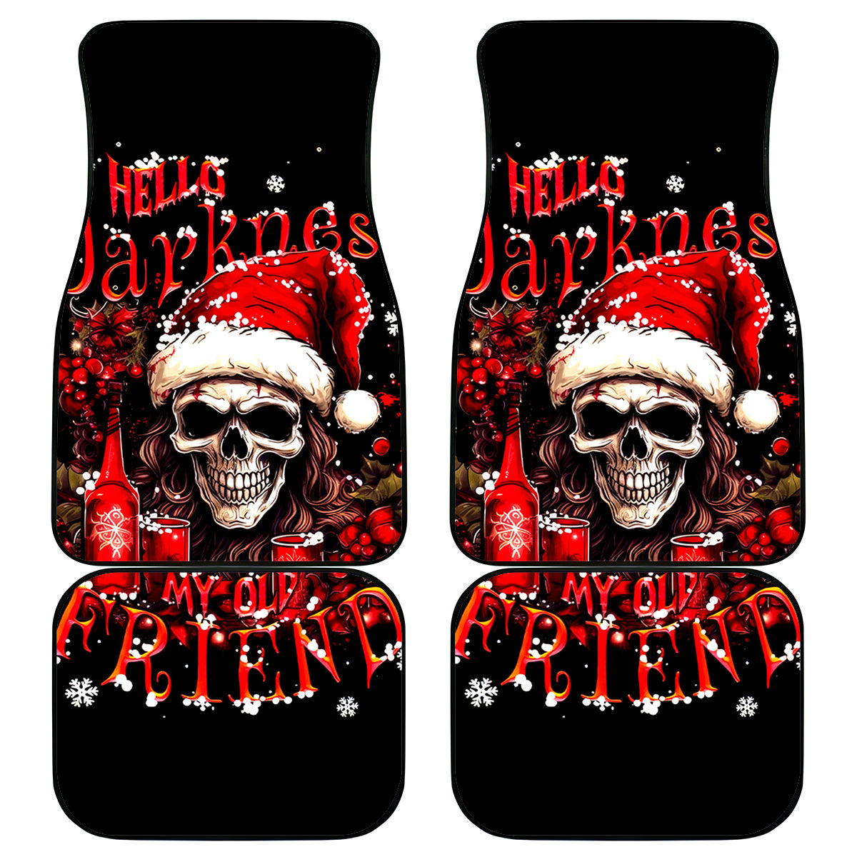 Skull Santa Claus Car Mats Hello Darkness My Old Friend - Wonder Print Shop