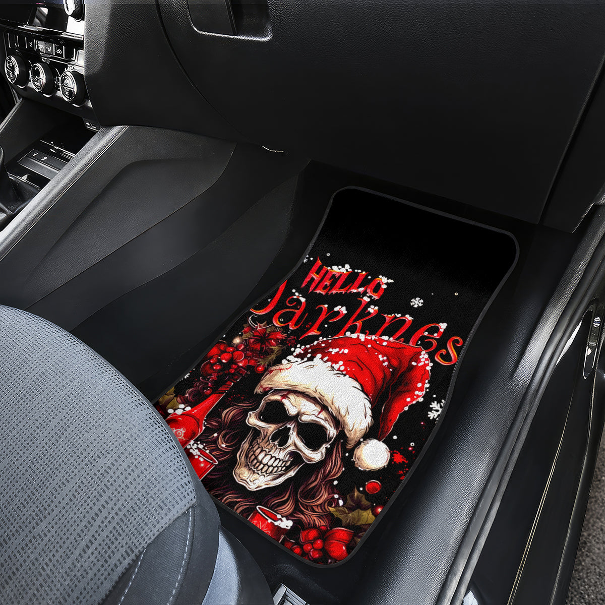 Skull Santa Claus Car Mats Hello Darkness My Old Friend - Wonder Print Shop