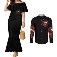 skull-santa-claus-couples-matching-mermaid-dress-and-long-sleeve-button-shirt-hello-darkness-my-old-friend