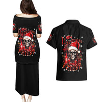 Skull Santa Claus Couples Matching Puletasi Dress and Hawaiian Shirt Hello Darkness My Old Friend - Wonder Print Shop