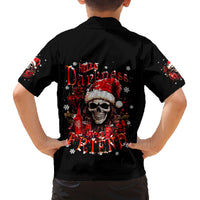 Skull Santa Claus Family Matching Long Sleeve Bodycon Dress and Hawaiian Shirt Hello Darkness My Old Friend - Wonder Print Shop