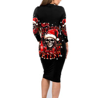 Skull Santa Claus Family Matching Long Sleeve Bodycon Dress and Hawaiian Shirt Hello Darkness My Old Friend - Wonder Print Shop