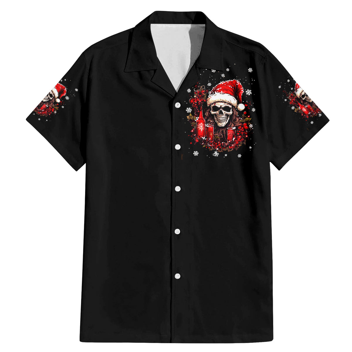 Skull Santa Claus Family Matching Mermaid Dress and Hawaiian Shirt Hello Darkness My Old Friend - Wonder Print Shop