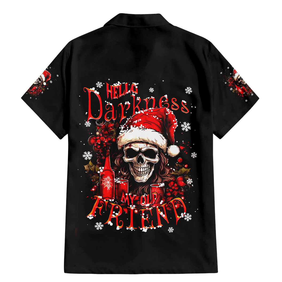 Skull Santa Claus Family Matching Mermaid Dress and Hawaiian Shirt Hello Darkness My Old Friend - Wonder Print Shop