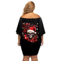 Skull Santa Claus Family Matching Off Shoulder Short Dress and Hawaiian Shirt Hello Darkness My Old Friend - Wonder Print Shop