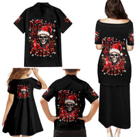 Skull Santa Claus Family Matching Puletasi Dress and Hawaiian Shirt Hello Darkness My Old Friend - Wonder Print Shop
