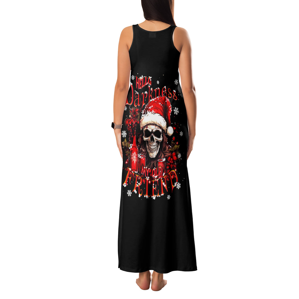Skull Santa Claus Family Matching Tank Maxi Dress and Hawaiian Shirt Hello Darkness My Old Friend - Wonder Print Shop
