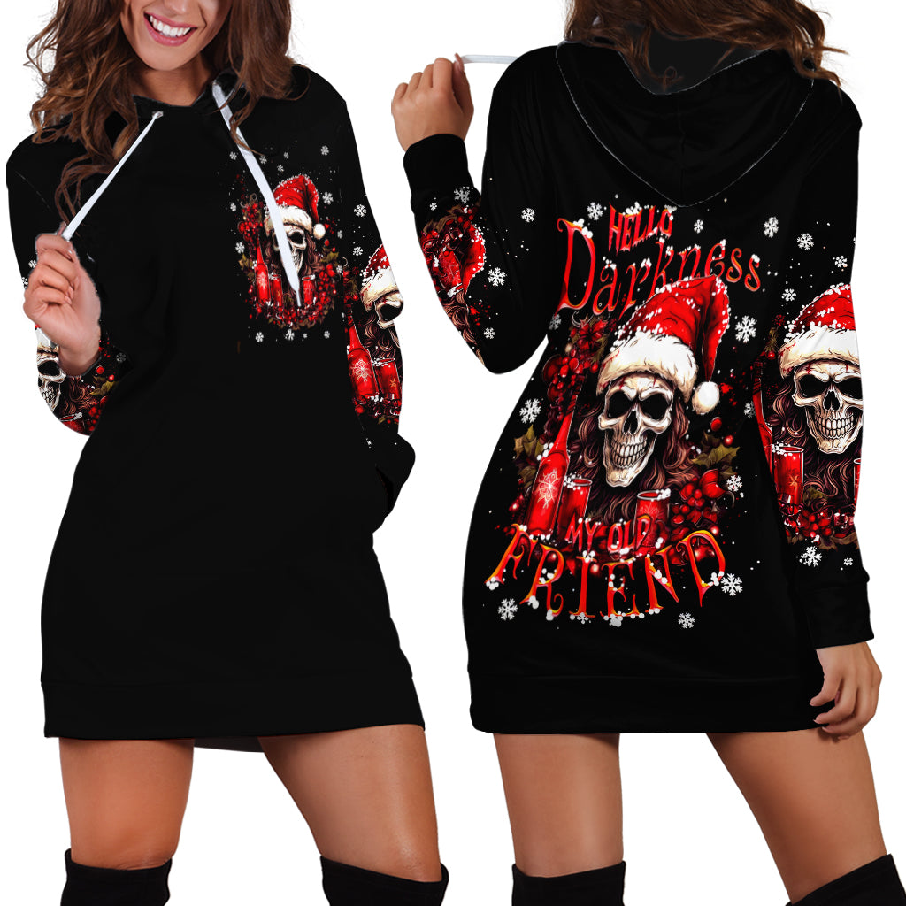 Skull Santa Claus Hoodie Dress Hello Darkness My Old Friend - Wonder Print Shop