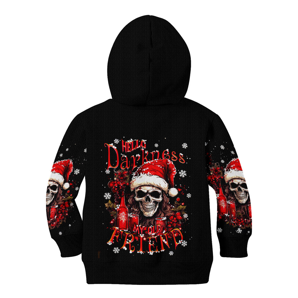 Skull Santa Claus Kid Hoodie Hello Darkness My Old Friend - Wonder Print Shop