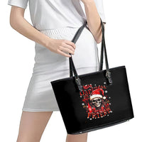 Skull Santa Claus Leather Tote Bag Hello Darkness My Old Friend - Wonder Print Shop