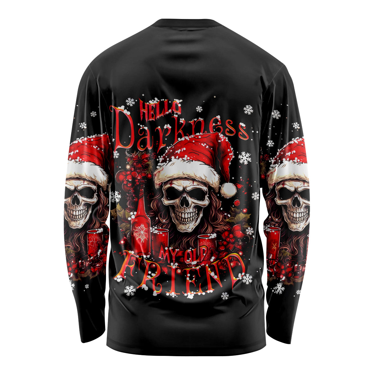 Skull Santa Claus Long Sleeve Shirt Hello Darkness My Old Friend - Wonder Print Shop