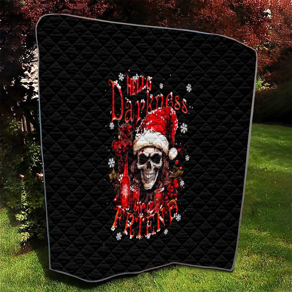 Skull Santa Claus Quilt Hello Darkness My Old Friend - Wonder Print Shop