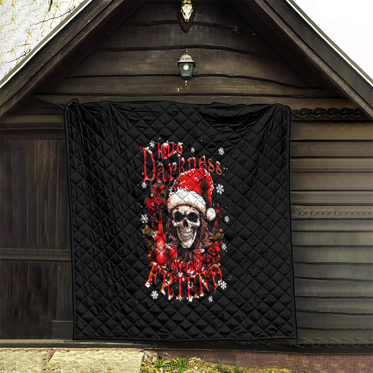 Skull Santa Claus Quilt Hello Darkness My Old Friend - Wonder Print Shop