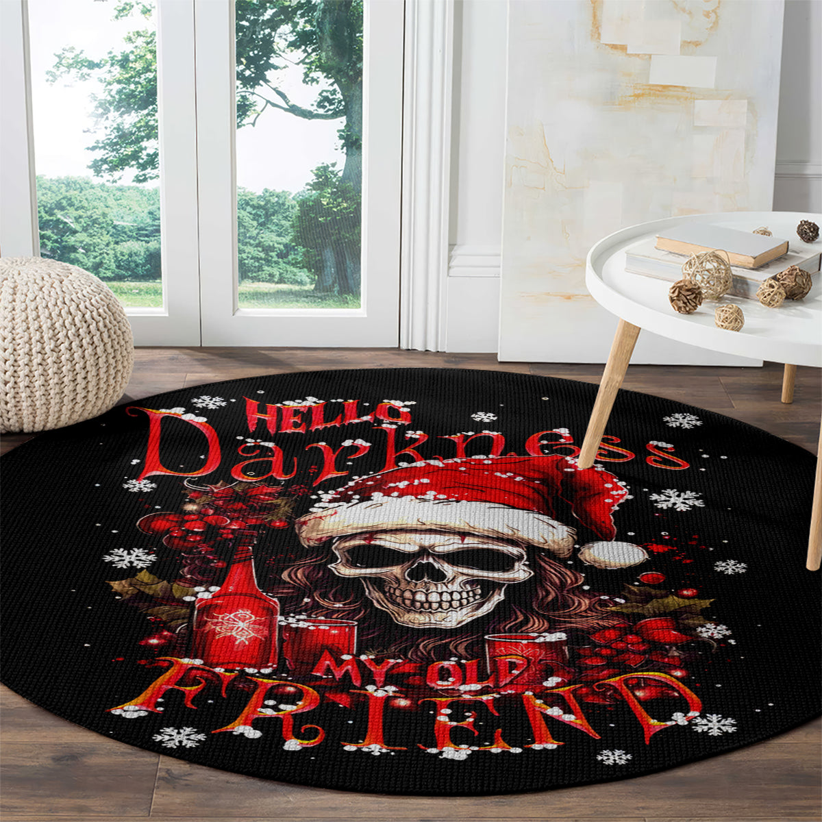 skull-santa-claus-round-carpet-hello-darkness-my-old-friend