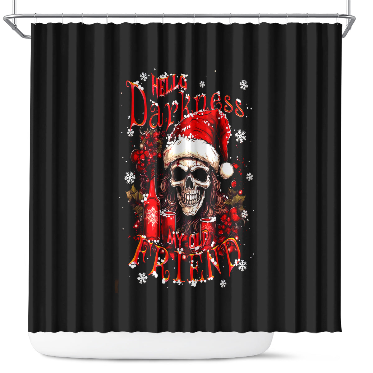 skull-santa-claus-shower-curtain-hello-darkness-my-old-friend
