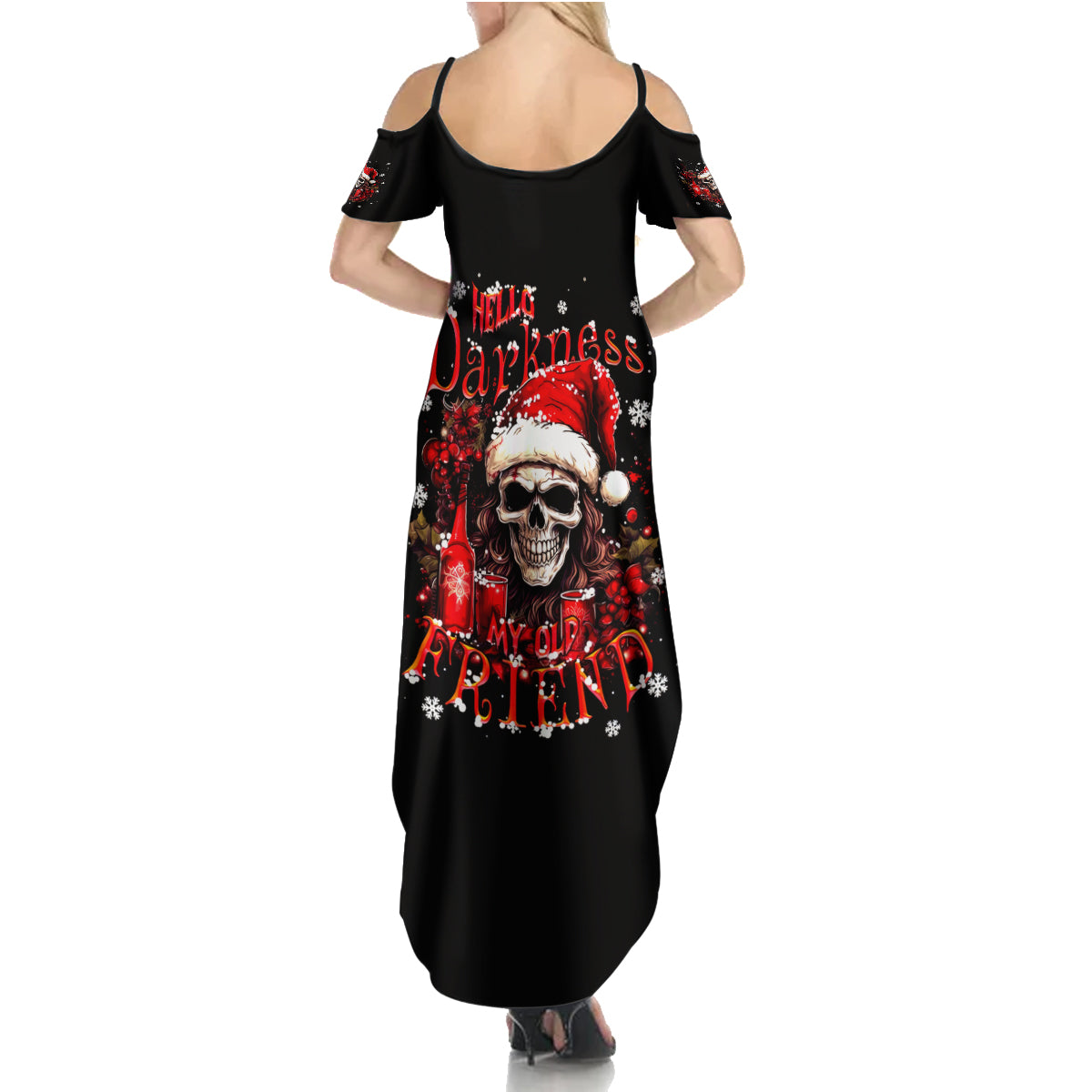 Skull Santa Claus Summer Maxi Dress Hello Darkness My Old Friend - Wonder Print Shop