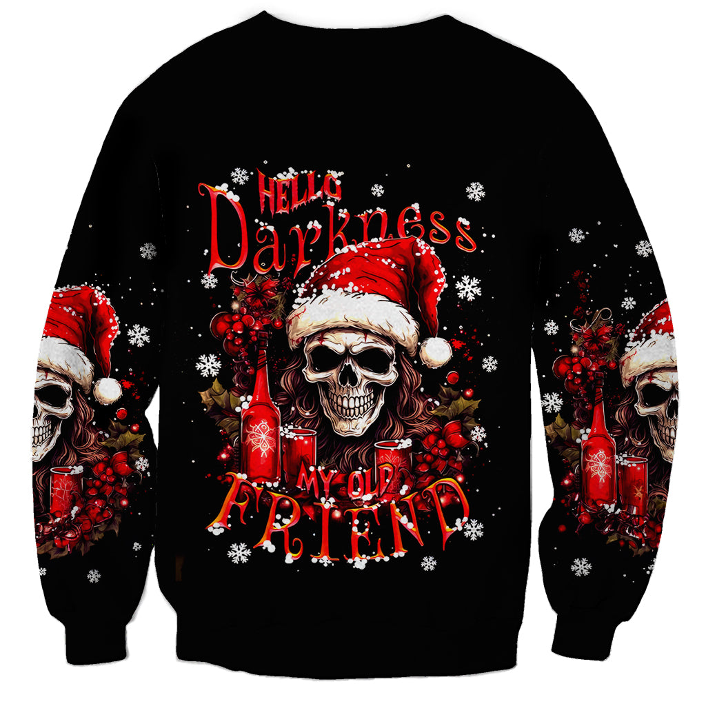 Skull Santa Claus Sweatshirt Hello Darkness My Old Friend - Wonder Print Shop
