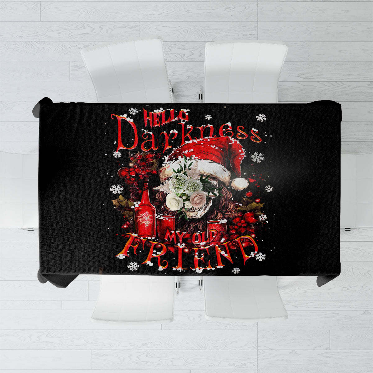 Skull Santa Claus Tablecloth Hello Darkness My Old Friend - Wonder Print Shop