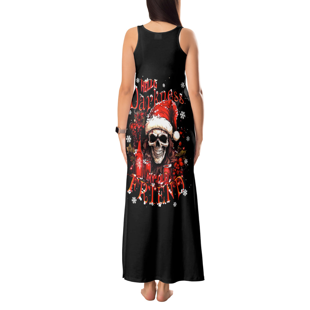 Skull Santa Claus Tank Maxi Dress Hello Darkness My Old Friend - Wonder Print Shop