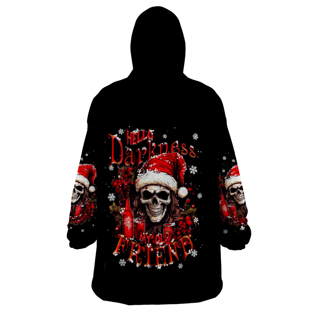 Skull Santa Claus Wearable Blanket Hoodie Hello Darkness My Old Friend - Wonder Print Shop