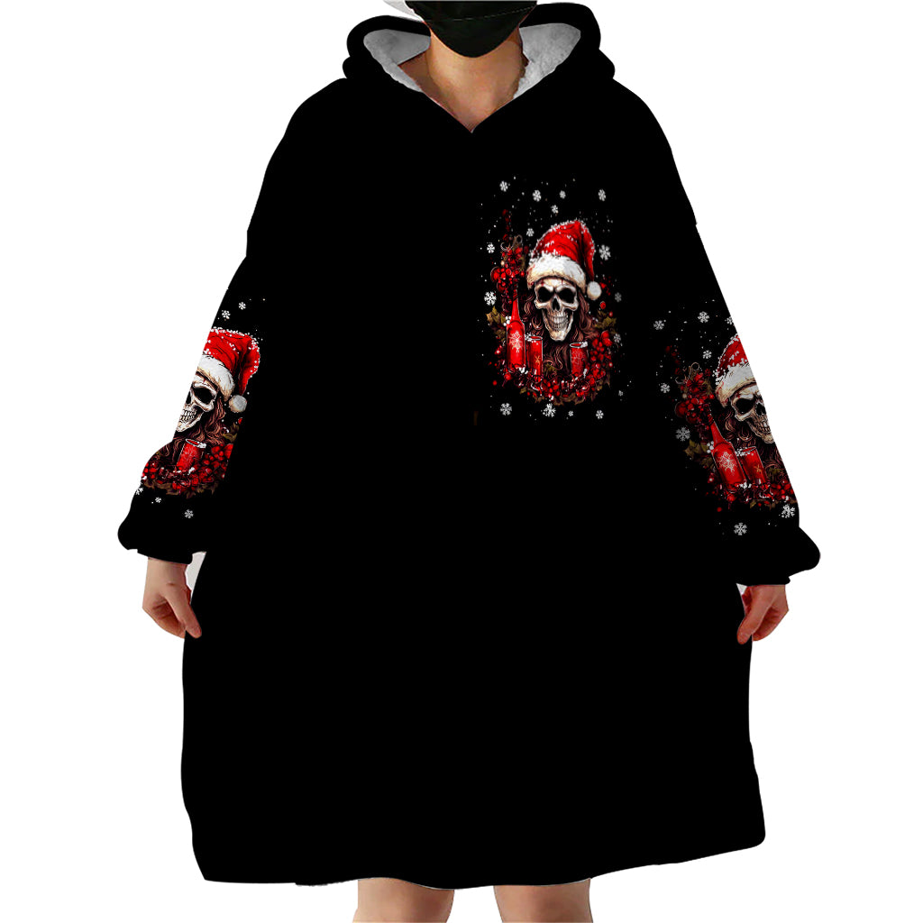 Skull Santa Claus Wearable Blanket Hoodie Hello Darkness My Old Friend - Wonder Print Shop