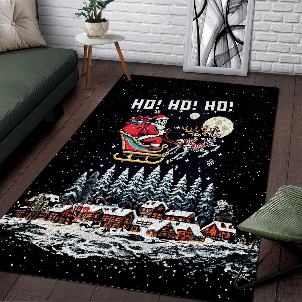 Skeleton Santa Claus Area Rug Santa Is Coming Ho Ho Ho - Wonder Print Shop
