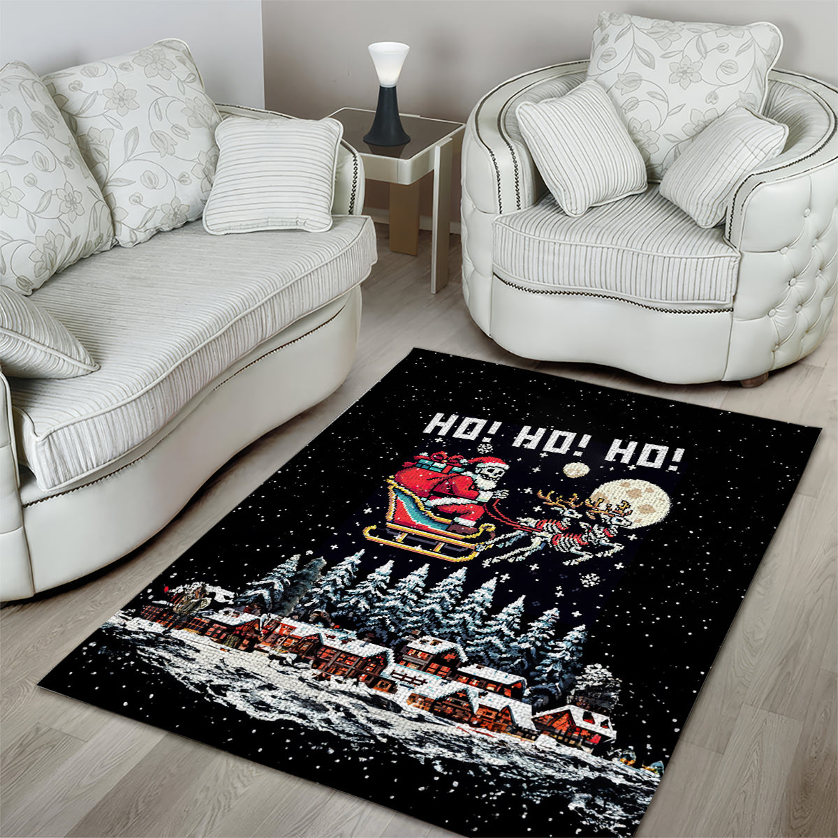 Skeleton Santa Claus Area Rug Santa Is Coming Ho Ho Ho - Wonder Print Shop