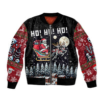 Skeleton Santa Claus Bomber Jacket Santa Is Coming Ho Ho Ho - Wonder Print Shop