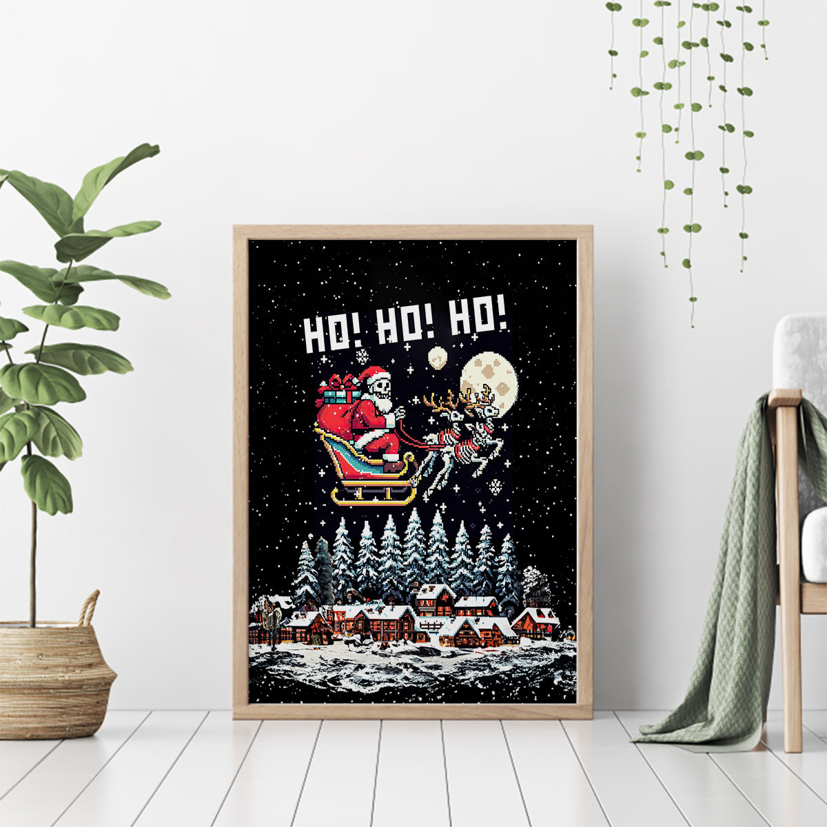 Skeleton Santa Claus Canvas Wall Art Santa Is Coming Ho Ho Ho - Wonder Print Shop