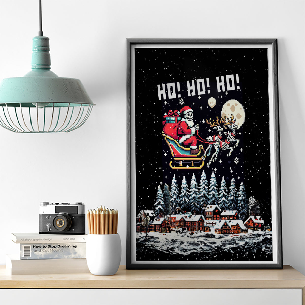 Skeleton Santa Claus Canvas Wall Art Santa Is Coming Ho Ho Ho - Wonder Print Shop