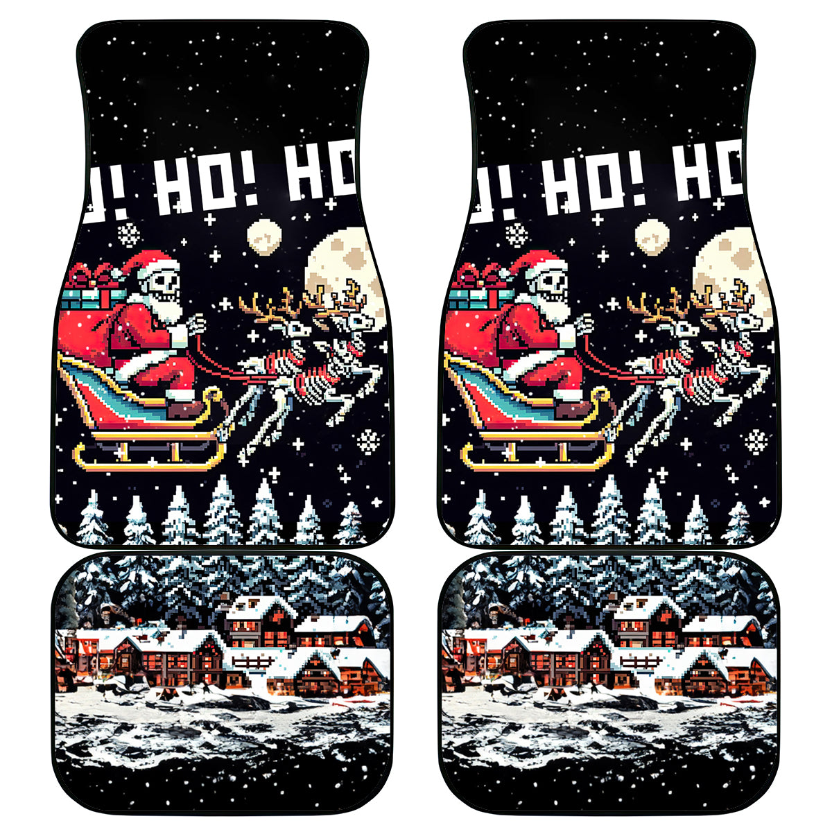 Skeleton Santa Claus Car Mats Santa Is Coming Ho Ho Ho - Wonder Print Shop