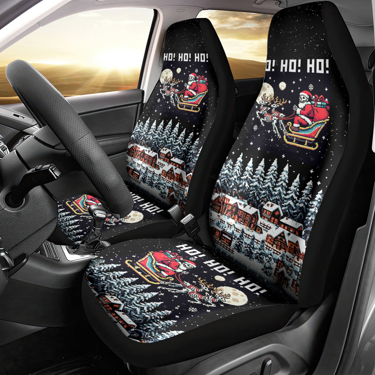 Skeleton Santa Claus Car Seat Cover Santa Is Coming Ho Ho Ho - Wonder Print Shop