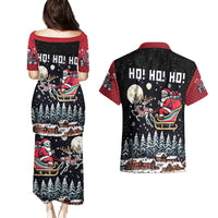 Skeleton Santa Claus Couples Matching Puletasi Dress and Hawaiian Shirt Santa Is Coming Ho Ho Ho - Wonder Print Shop