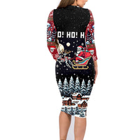 Skeleton Santa Claus Family Matching Long Sleeve Bodycon Dress and Hawaiian Shirt Santa Is Coming Ho Ho Ho - Wonder Print Shop
