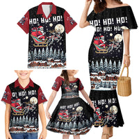 Skeleton Santa Claus Family Matching Mermaid Dress and Hawaiian Shirt Santa Is Coming Ho Ho Ho - Wonder Print Shop
