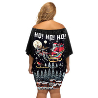 Skeleton Santa Claus Family Matching Off Shoulder Short Dress and Hawaiian Shirt Santa Is Coming Ho Ho Ho - Wonder Print Shop