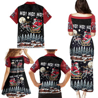 Skeleton Santa Claus Family Matching Puletasi Dress and Hawaiian Shirt Santa Is Coming Ho Ho Ho - Wonder Print Shop