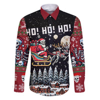 Skeleton Santa Claus Family Matching Puletasi Dress and Hawaiian Shirt Santa Is Coming Ho Ho Ho - Wonder Print Shop