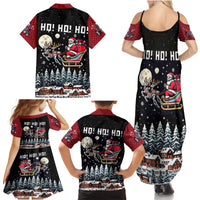 Skeleton Santa Claus Family Matching Summer Maxi Dress and Hawaiian Shirt Santa Is Coming Ho Ho Ho - Wonder Print Shop