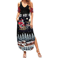 Skeleton Santa Claus Family Matching Summer Maxi Dress and Hawaiian Shirt Santa Is Coming Ho Ho Ho - Wonder Print Shop