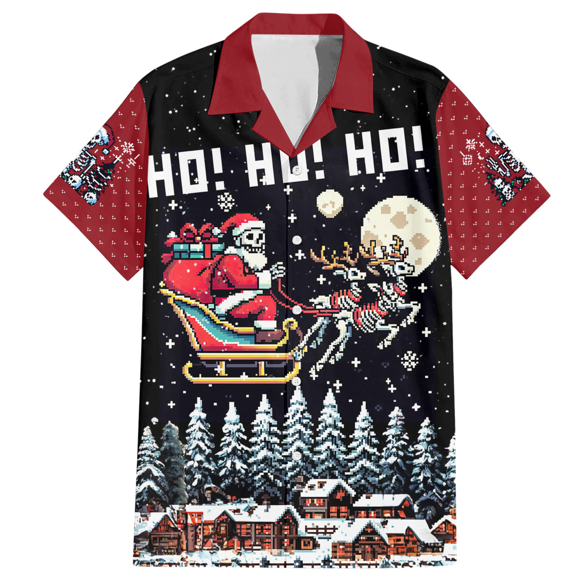 Skeleton Santa Claus Hawaiian Shirt Santa Is Coming Ho Ho Ho - Wonder Print Shop