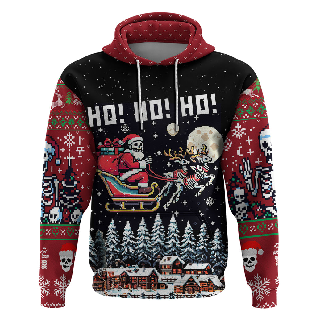 Skeleton Santa Claus Hoodie Santa Is Coming Ho Ho Ho - Wonder Print Shop