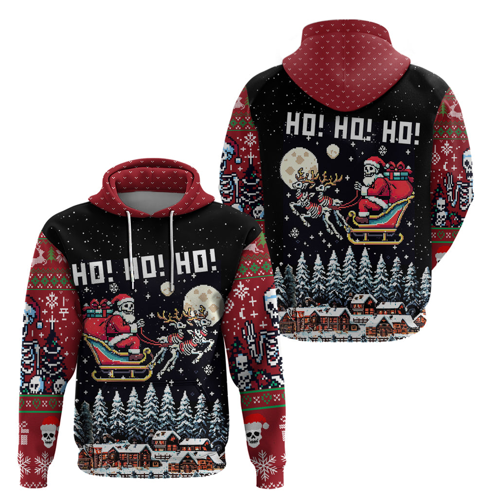 Skeleton Santa Claus Hoodie Santa Is Coming Ho Ho Ho - Wonder Print Shop