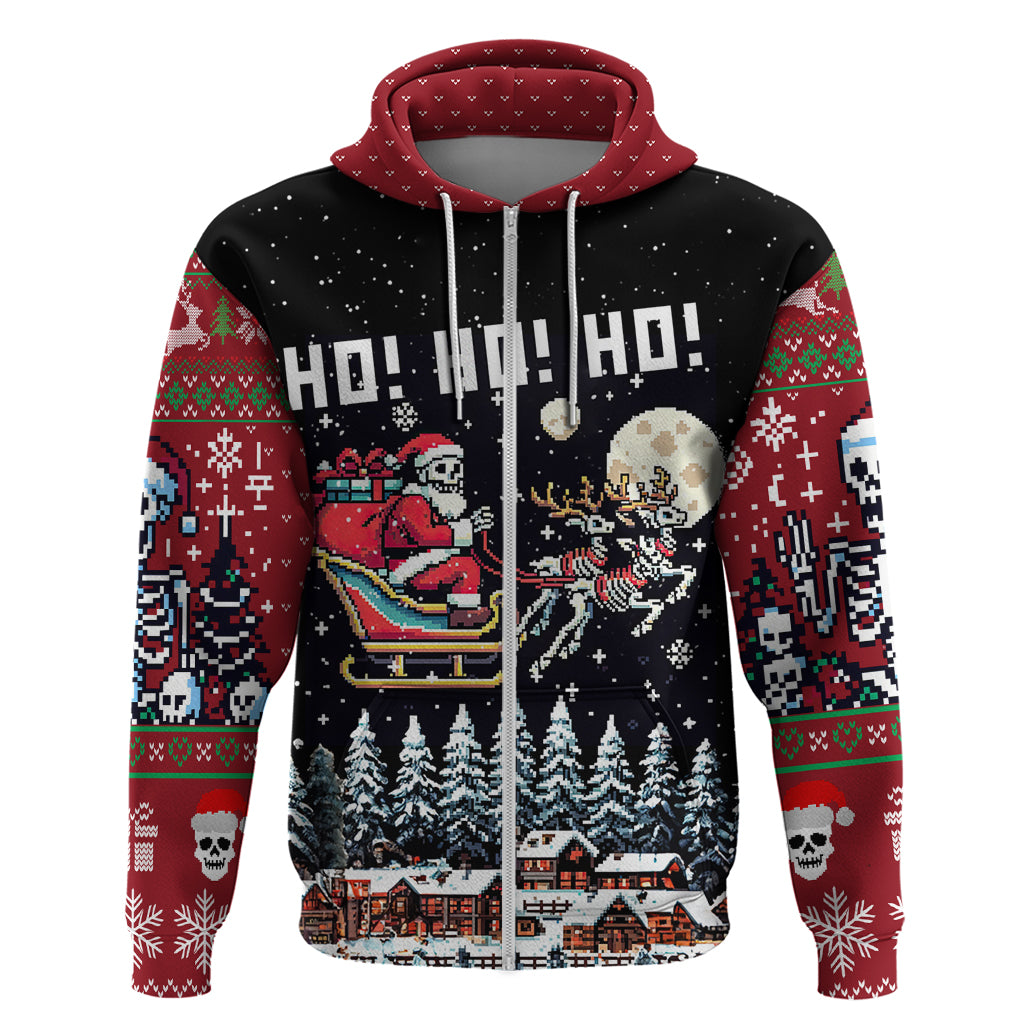 Skeleton Santa Claus Hoodie Santa Is Coming Ho Ho Ho - Wonder Print Shop